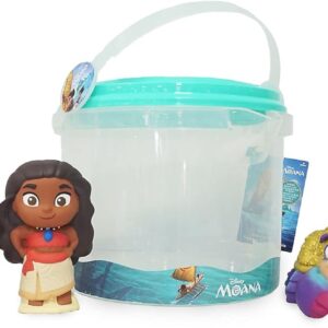 Disney Store Official Moana Bath Toy Set, 5 Pc. Set, Includes Moana, Maui, Pua, Hei-Hei, and Tamatoa, Moana Toys with Storage Bucket, Suitable for 6 Months+