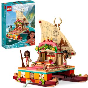 LEGO Disney Princess Moana's Wayfinding Boat Toy with Moana and Sina Mini-Dolls plus Dolphin Figure, Creative Building Toys for Kids, Girls and Boys Aged 6 Plus 43210